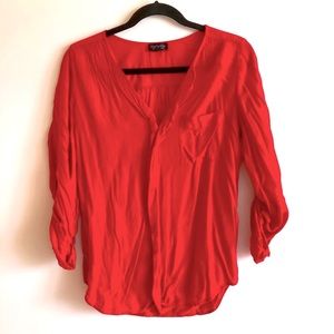 TOP SHOP RED 3/4 SLEEVE TOP